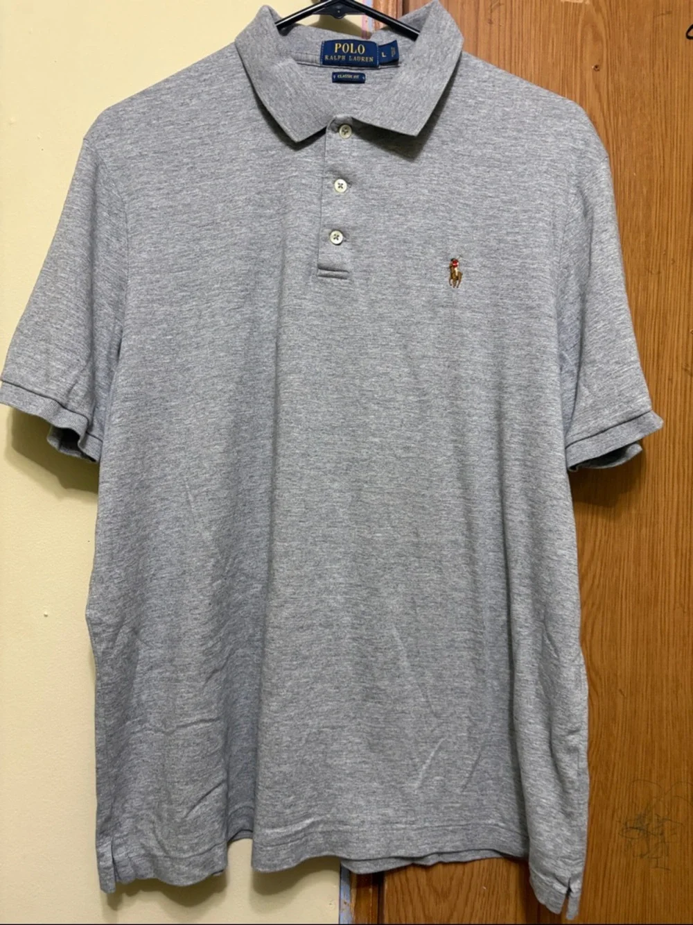 Polo Ralph Lauren Mens L Classic Fit Heather Gray Polo Shirt Pony 100% cotton